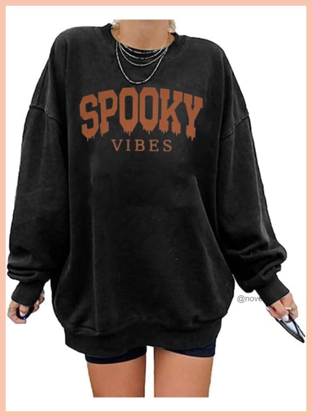 Oversized Halloween Sweatshirt Women Spooky Season Pullover Top